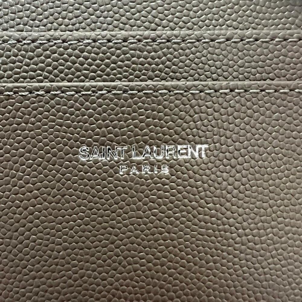 Saint Laurent Pebbled Leather Logo Card Case Grey - Picture 9 of 11